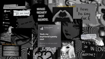 Tumblr Text Post Collage in Black and White HD Wallpaper