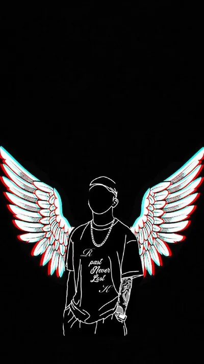 Boy with Drawn Angel Wings HD Phone Wallpaper