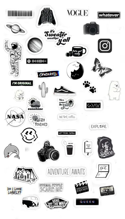 Black and white sticker printable