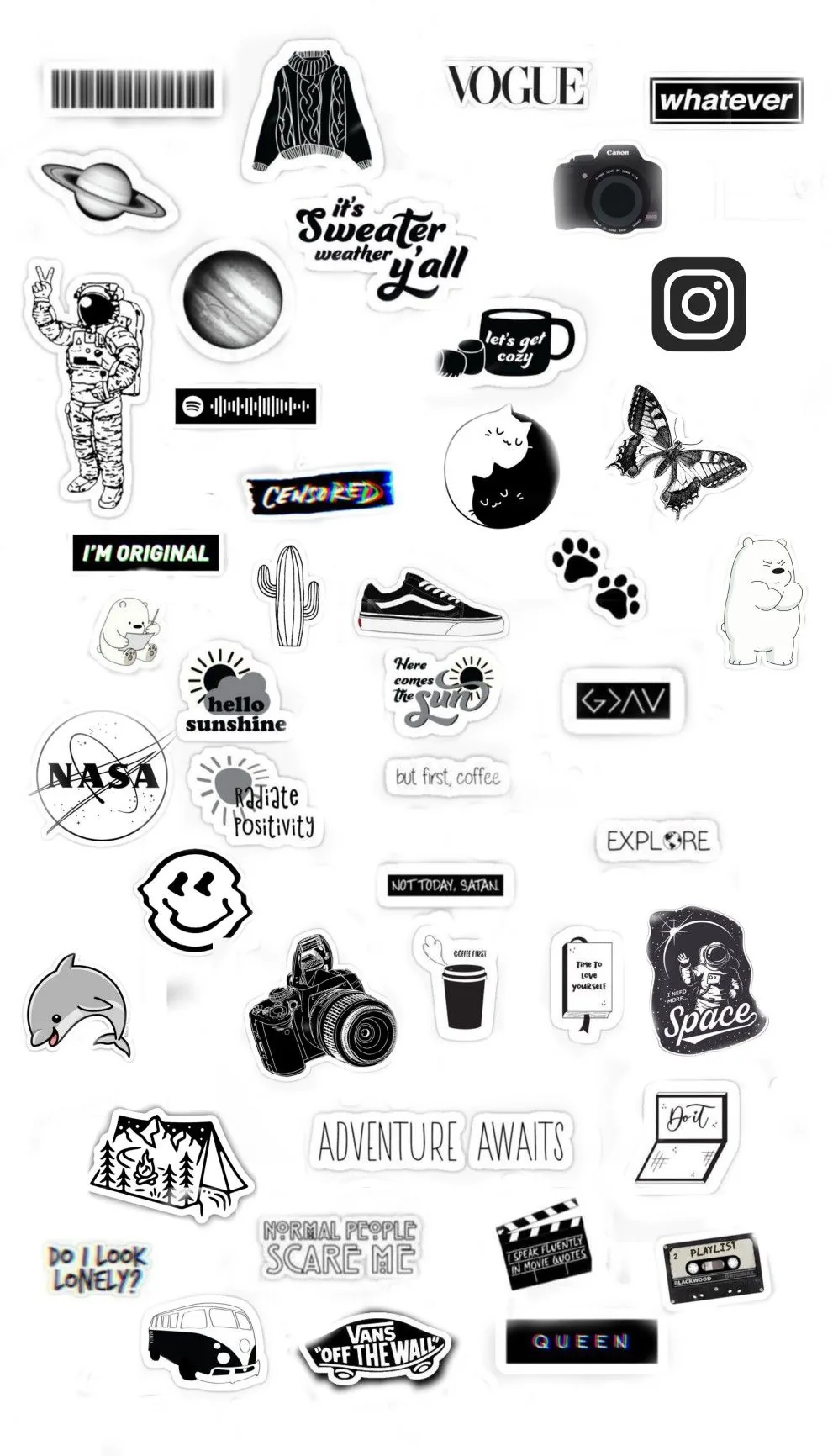 Black and white sticker printable