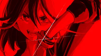 Anime Girl in Red with a Blade HD Wallpaper