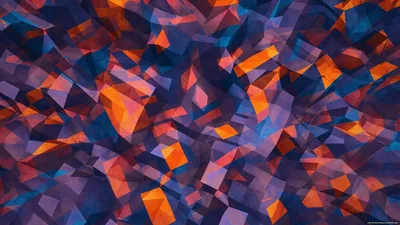 Scattered Cubes in Orange and Navy HD Wallpaper