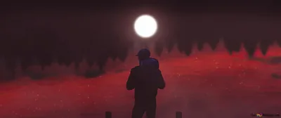 Dark red moon shadow night 4K wallpaper