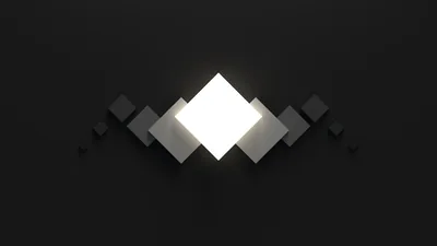 Glowing White Cube Among Dark Blocks HD Wallpaper