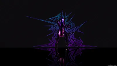 Purple Spiked Figure Reflected on Black HD Wallpaper