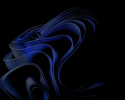 Electric Blue Ribbon Coils on Black HD Wallpaper