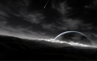 Planet Rising over Dark Clouds HD Wallpaper