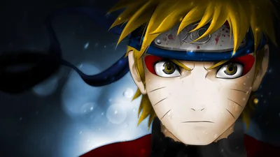 Intense Naruto Stare on Dark Blue HD Wallpaper