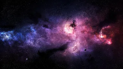 Violet Nebula with Dark Dust Silhouettes HD Wallpaper
