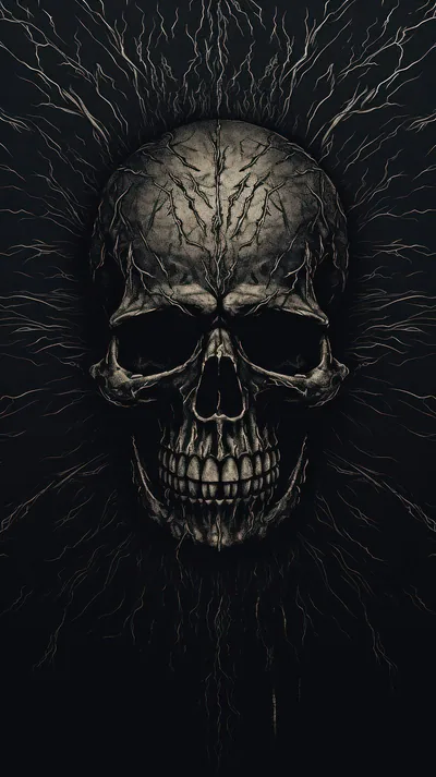 Cracked Skull With Root-Like Fissures HD Phone Wallpaper