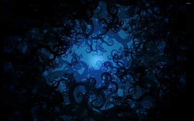 Black Swirls Around a Blue Glow HD Wallpaper