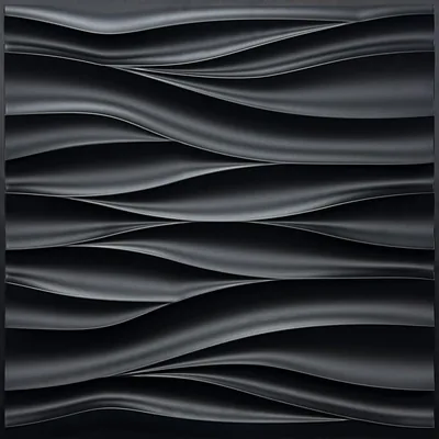Wavy 3D Wall Panel in Matte Black HD Wallpaper
