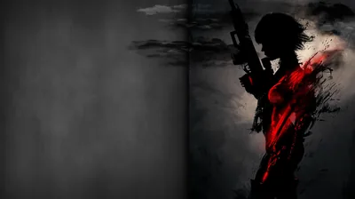 Soldier Silhouette with Rifle in Red HD Wallpaper