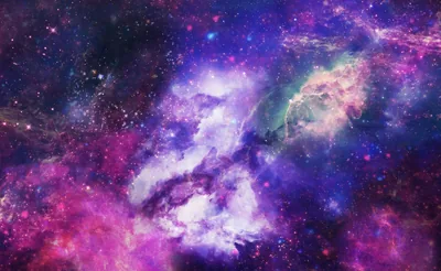 Watercolour Nebula in Violet and White HD Wallpaper