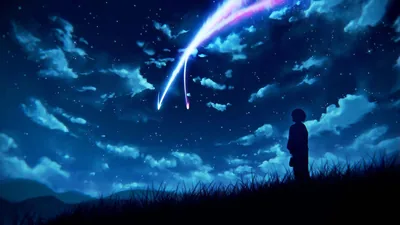 Boy Watching a Comet at Night HD Wallpaper