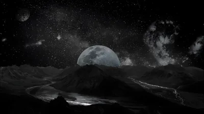 Moonrise over a Dark Valley River HD Wallpaper