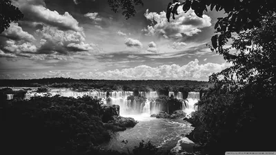 Wide Waterfalls Under Cloudy Sky HD Wallpaper