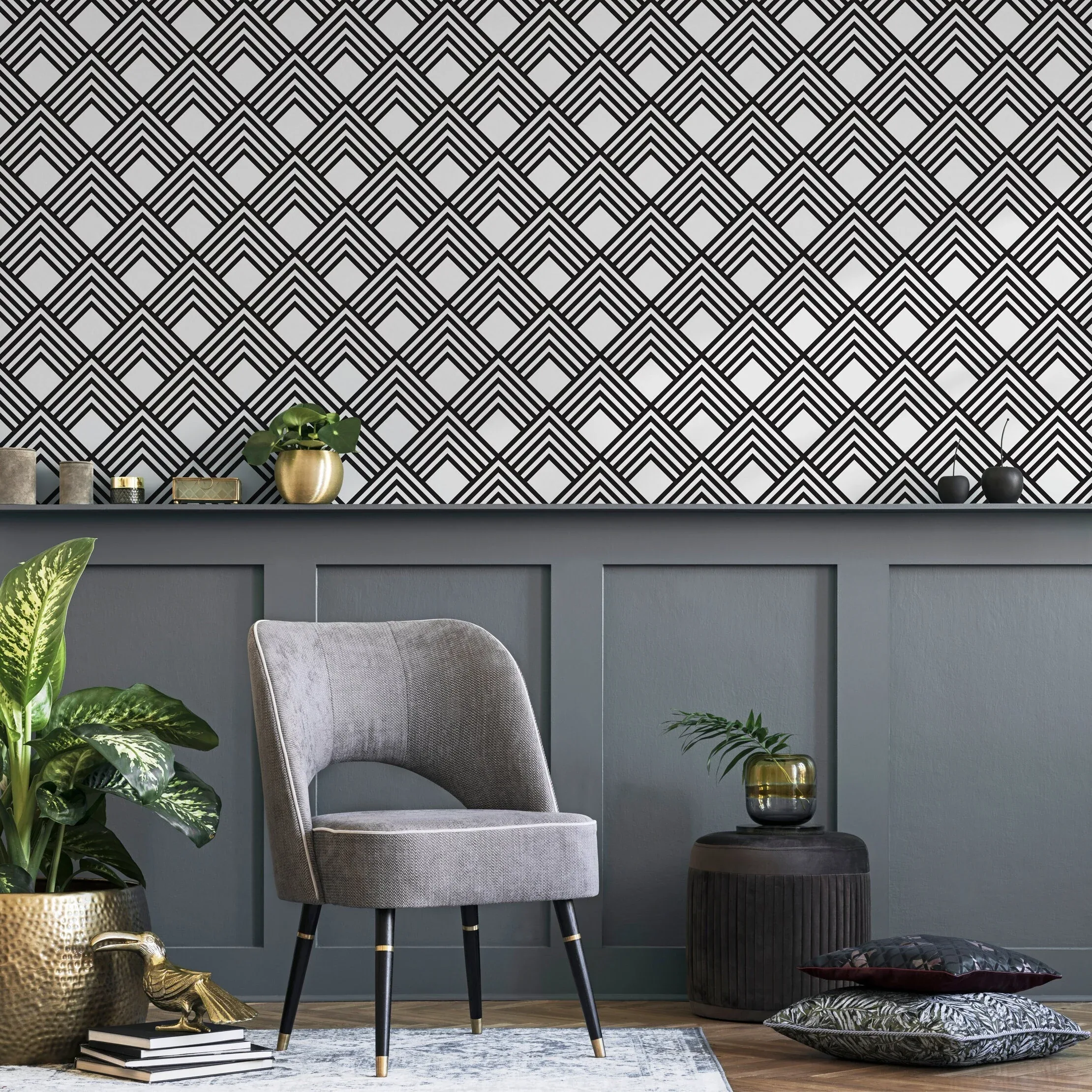 Removable Wallpaper Peel and Stick Wallpaper Wall Paper Wall Mural Black and White