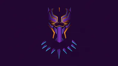 Black Panther Mask in Purple and Gold HD Wallpaper