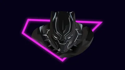 Black Panther Wallpaper 4K, Neon background, Polygonal