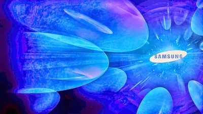 Neon Blue Ovals with Samsung Logo HD Wallpaper