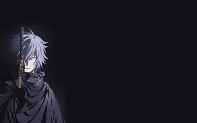 White Haired Swordsman on Empty Black HD Wallpaper