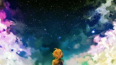 Golden-Haired Girl Under Rainbow Clouds HD Wallpaper