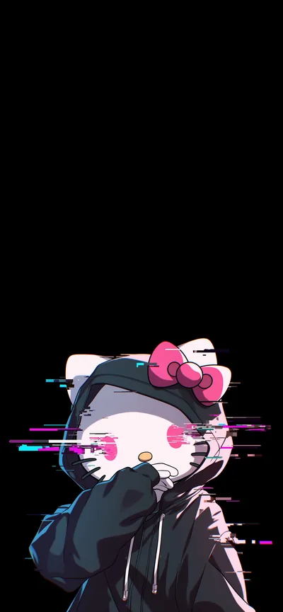 Glitch Hello Kitty Dark Vaporwave Style Wallpapers HD Wallpapers