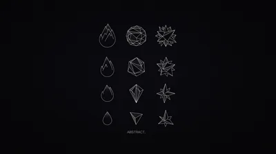 Twelve Crystal Shapes in Line Art HD Wallpaper