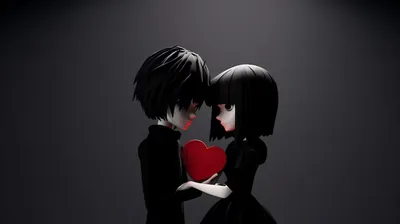 Cartoon Cute Love Couple Black Wallpaper