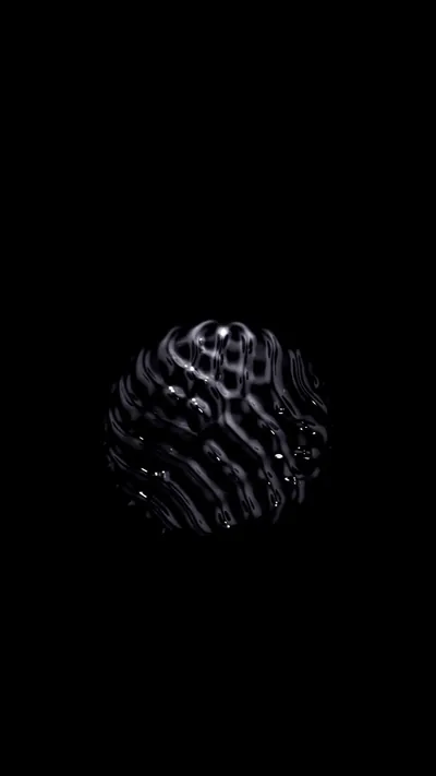 Ridged Black Sphere on Pure Black HD Phone Wallpaper