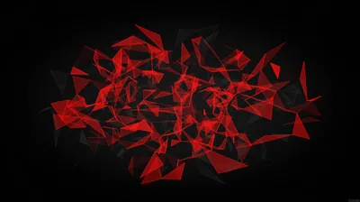 Shattered Red Polygons on Black HD Wallpaper