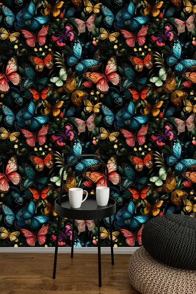 Butterfly Wallpaper Dark Botanical Peel and Stick Wallpaper