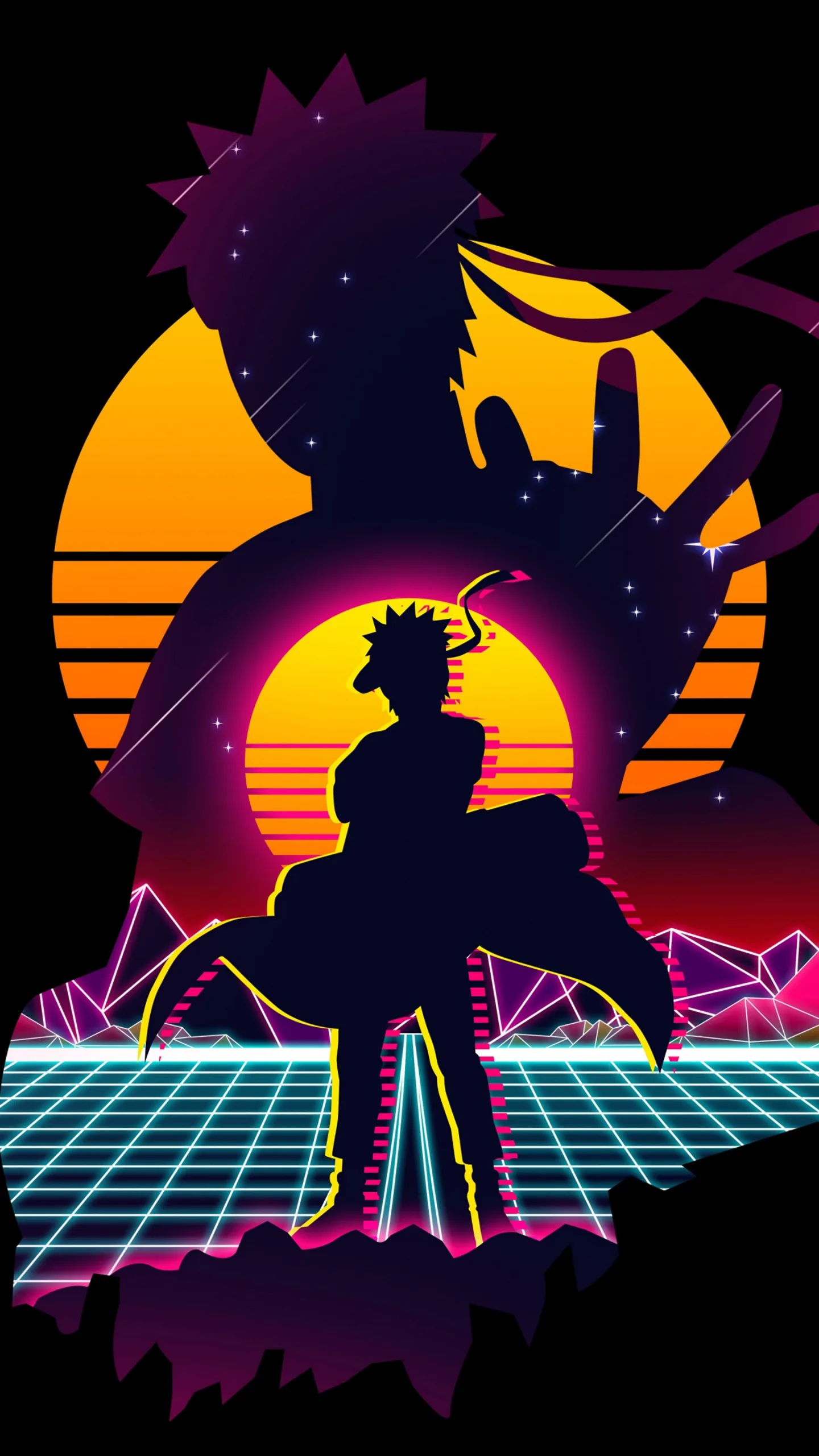 Naruto Uzumaki Wallpaper 4K, Retro, Black background, AMOLED