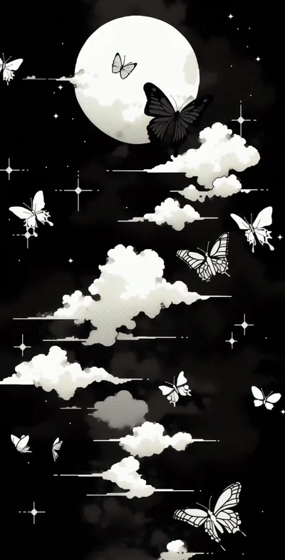 Black and white butterfly wallpaper