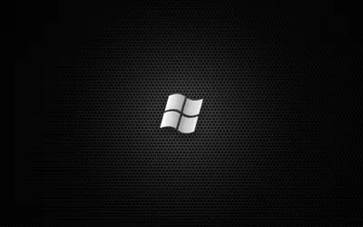 Steel Windows Logo on Dark Mesh HD Wallpaper