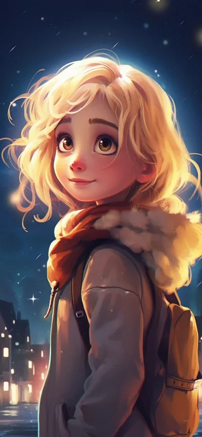 Cute Girl in the Night Art Wallpapers Cute Girl Wallpapers iPhone
