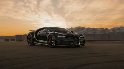 Bugatti Chiron at Sunset on an Airfield HD Wallpaper