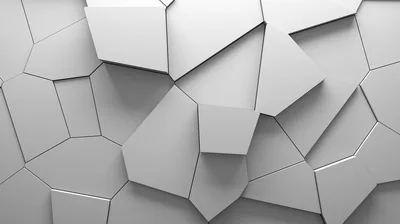 White 3D Polygon Blocks HD Wallpaper