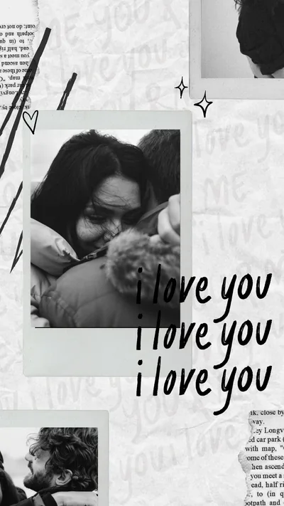 I Love You Photo Collage in White HD Phone Wallpaper