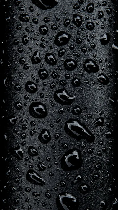 Water Drops on Black Glass HD Phone Wallpaper