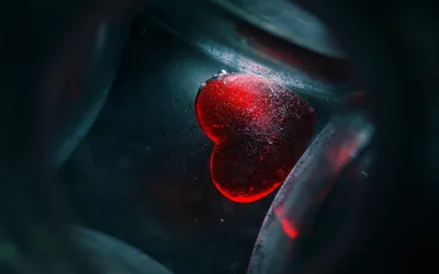 Red Heart Behind Dark Glass HD Wallpaper