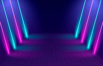 Pink and Blue Light Bars in a 3D Room HD Wallpaper