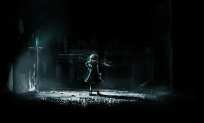 Girl with a Lantern in a Dark Ruin HD Wallpaper