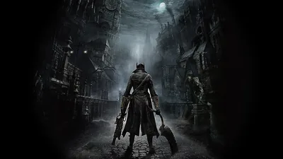 Hunter in a Gothic Street at Night HD Wallpaper