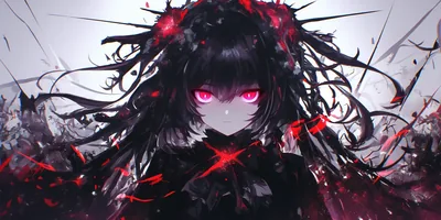 Anime Girl with Glowing Pink Eyes HD Wallpaper