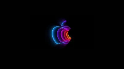 Neon Apple Mark on Black HD Wallpaper