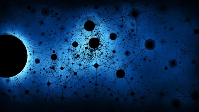 Black Dot Network over Blue Glow HD Wallpaper
