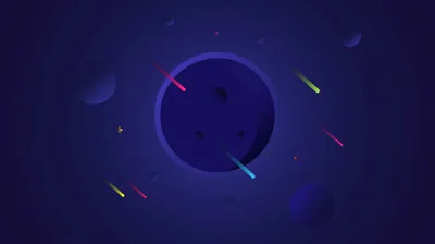 Neon Meteors Around a Dark Planet HD Wallpaper