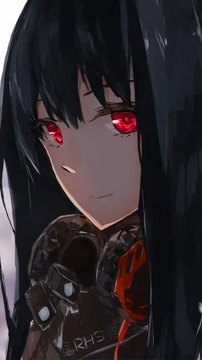 Smiling Girl with Glowing Red Eyes HD Phone Wallpaper